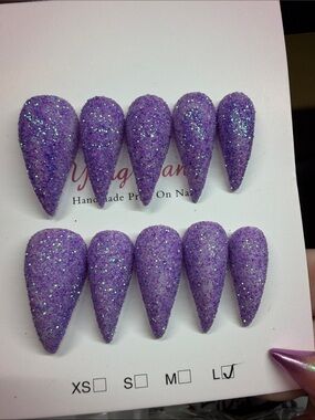 Purple Glitter Claw Press-On Nails - Handmade Size Large